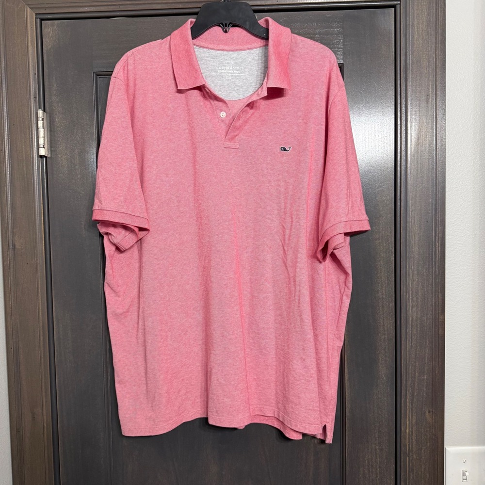 Vineyard Vines Mens XXL Edgartown Polo Shirt Pink Heather Short Sleeve